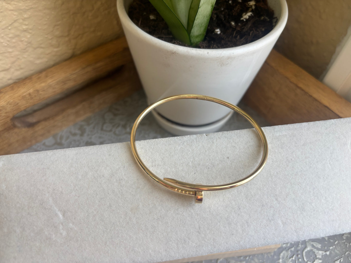 18K Real Gold Nail Bangle sz19