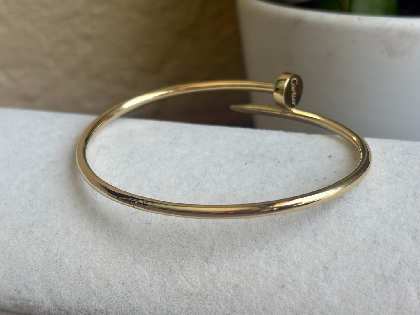 18K Real Gold Nail Bangle sz19