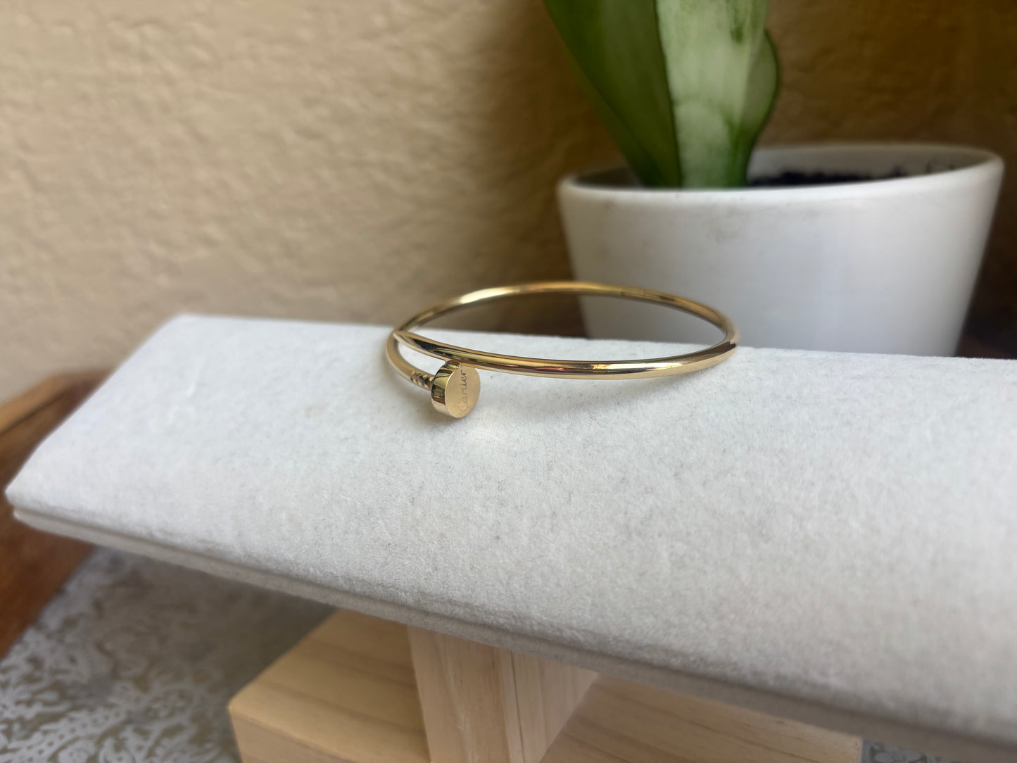18K Real Gold Nail Bangle sz19