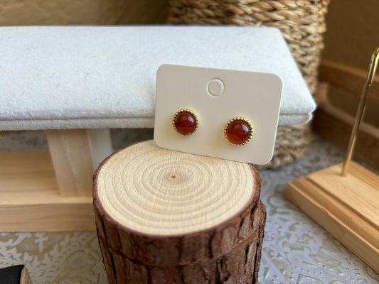 18K Real Gold Red Carnelian