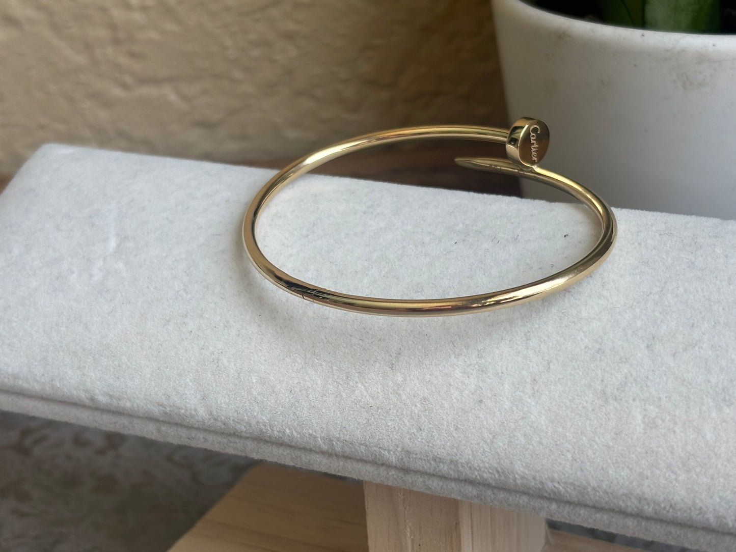 18K Real Gold Nail Bangle sz19