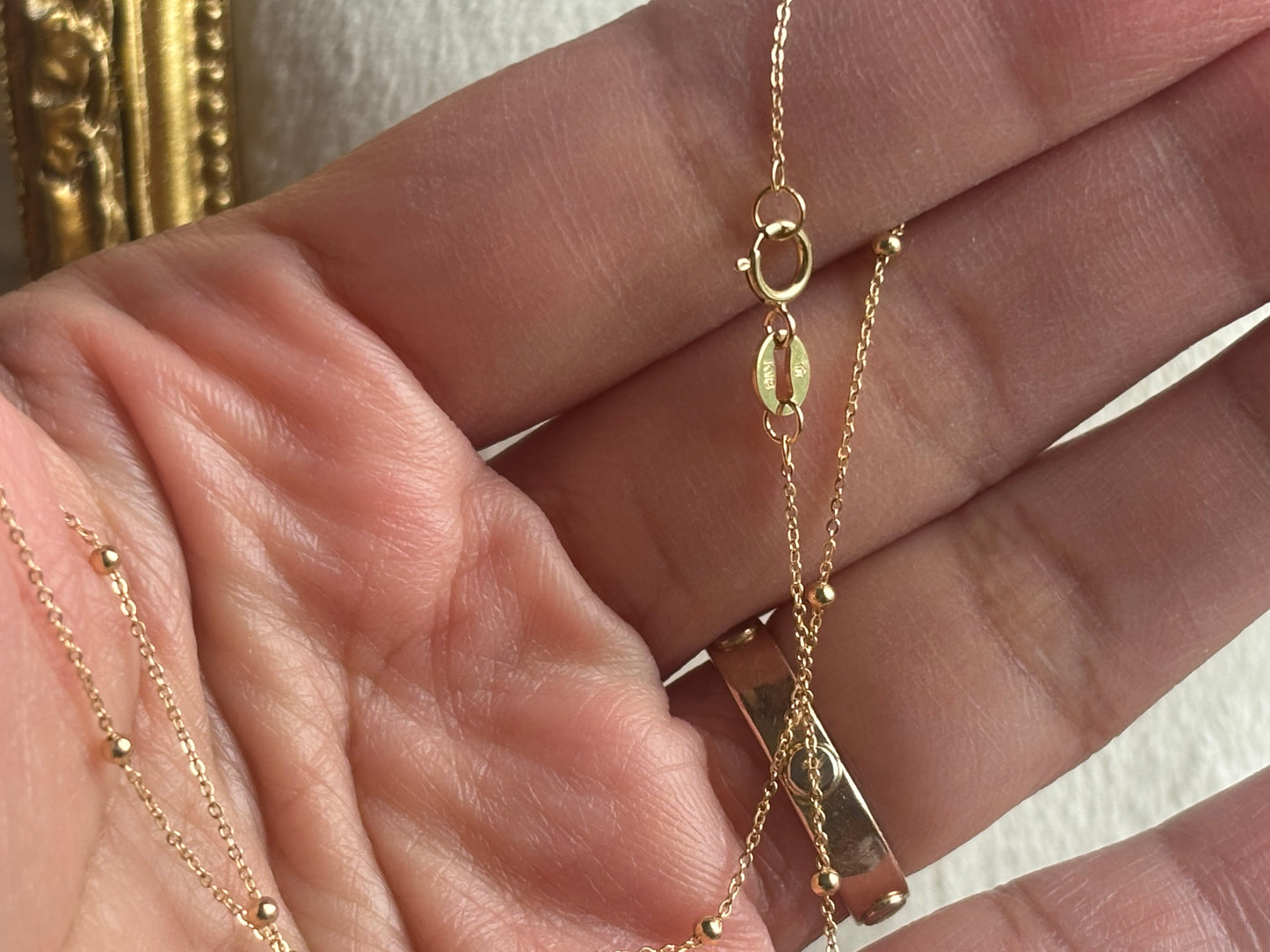 18K Real Gold Station Necklace