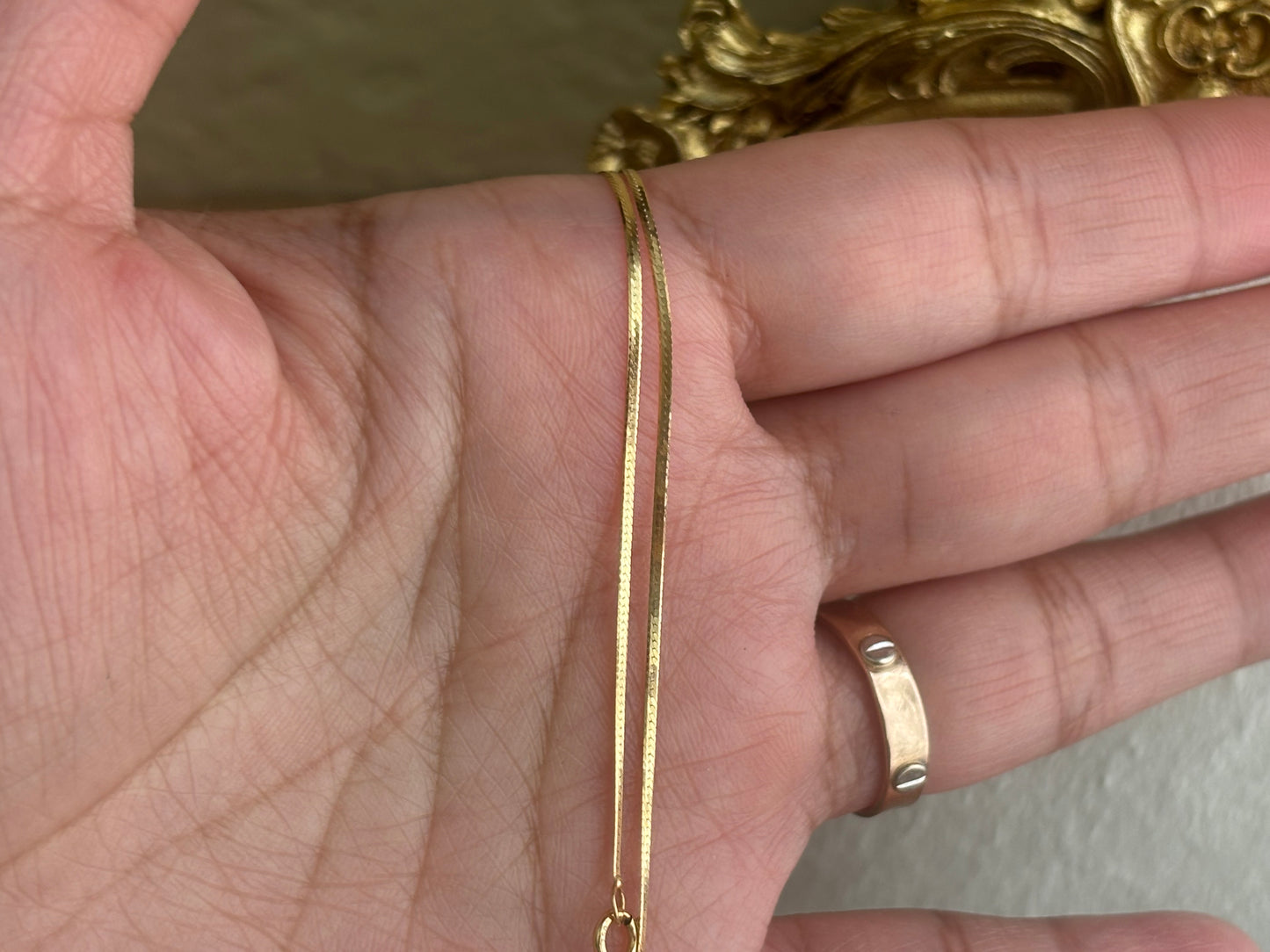18K Real Gold Jade Chain 18
