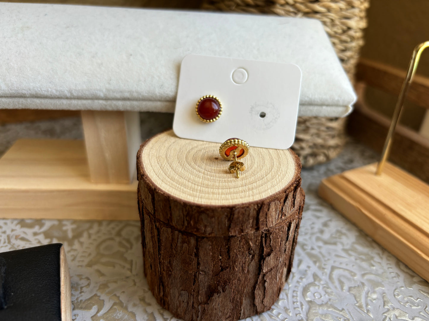 18K Real Gold Red Carnelian