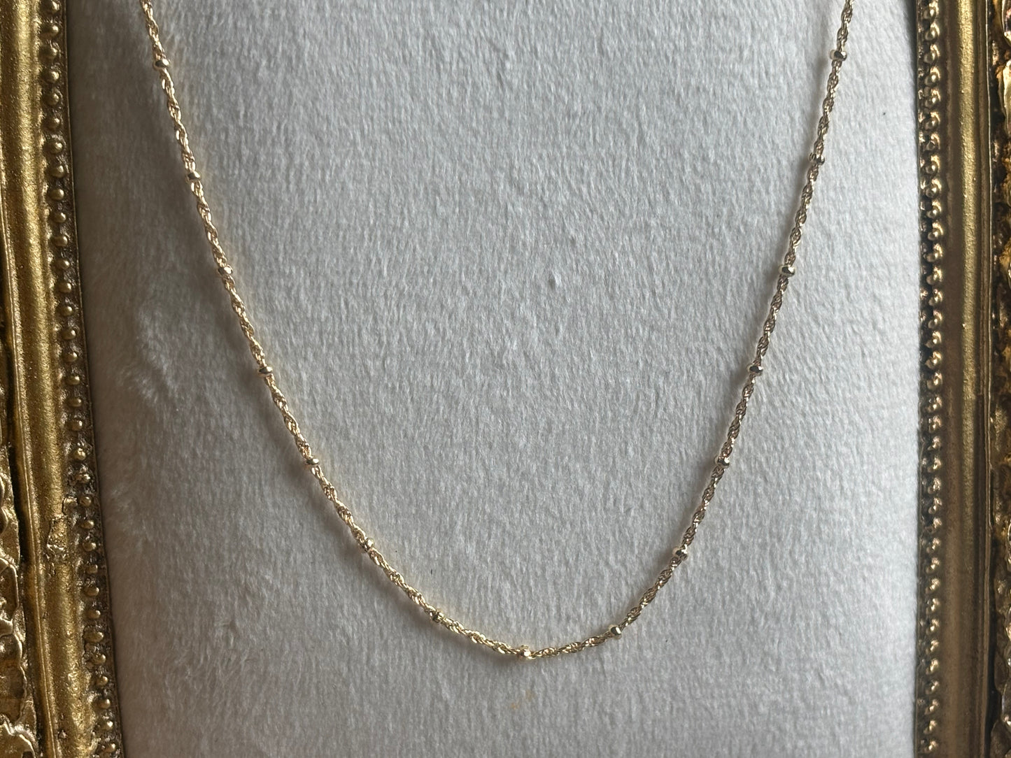 18K Real Gold Twisted Station Necklace