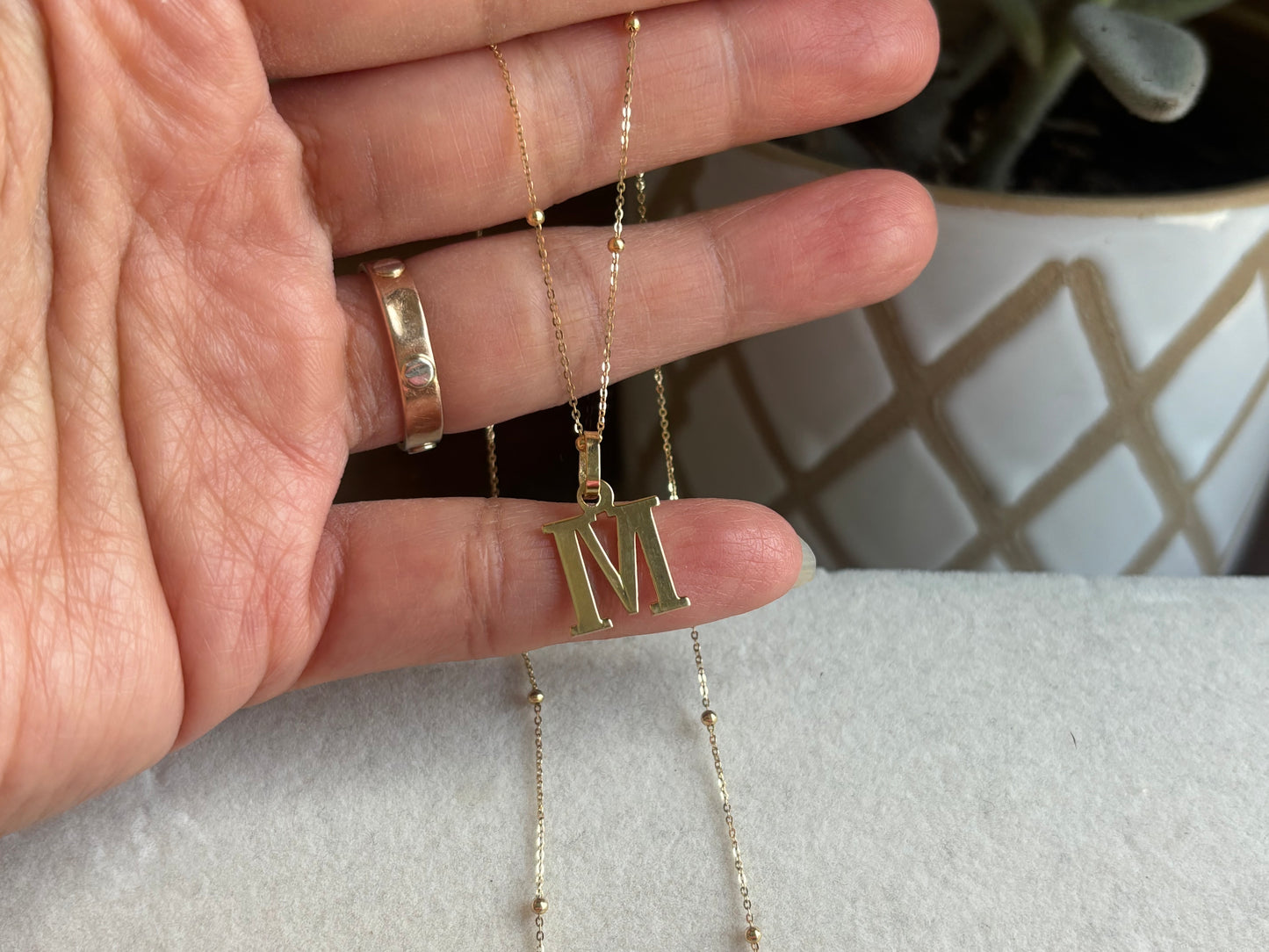 18K Real Gold M initial
