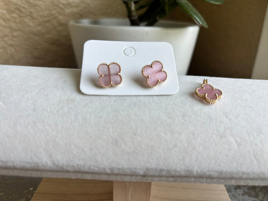 18K Real Gold Pink Opal