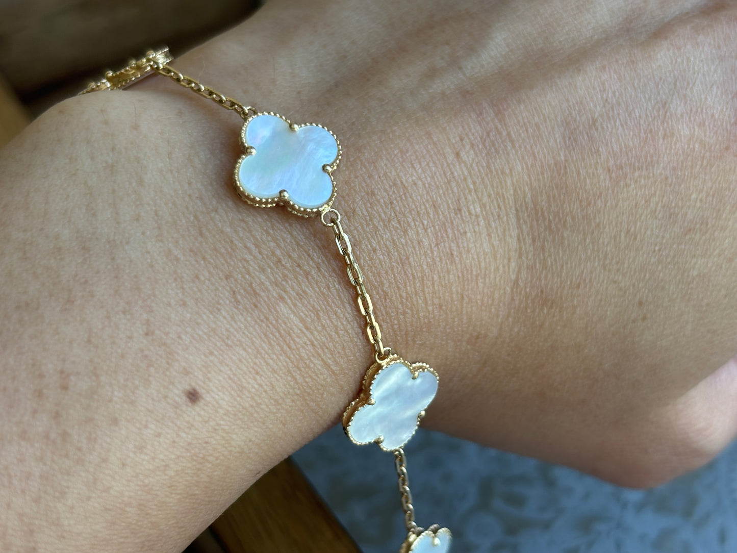 18K Real Gold Clover Bracelet