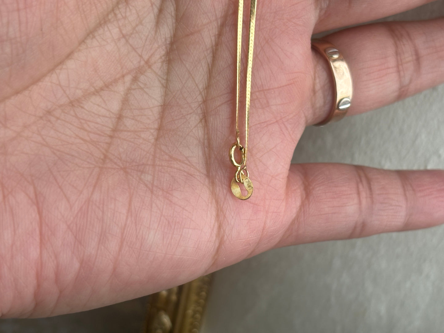 18K Real Gold Jade Chain 18