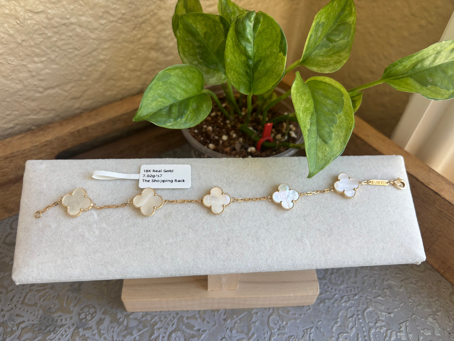 18K Real Gold Clover Bracelet