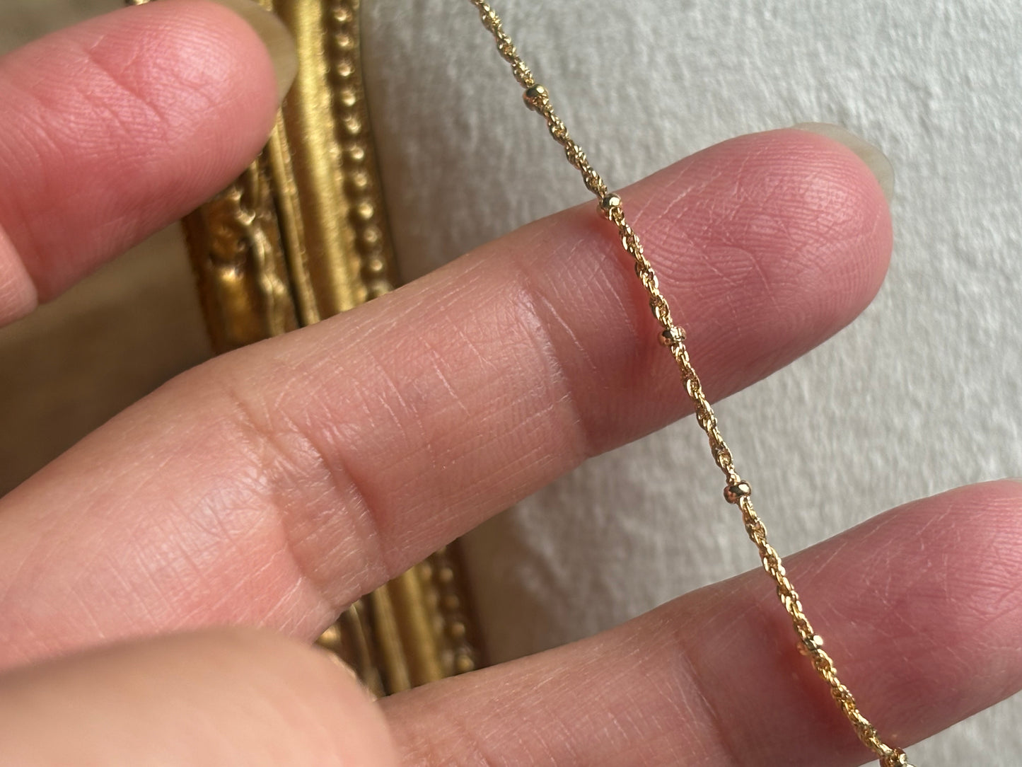 18K Real Gold Twisted Station Necklace