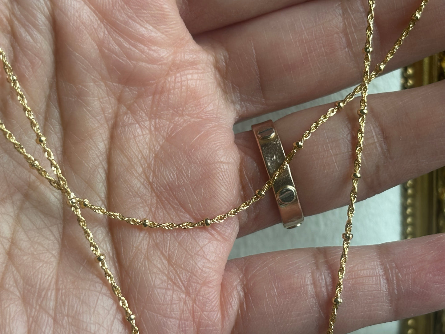 18K Real Gold Twisted Station Necklace
