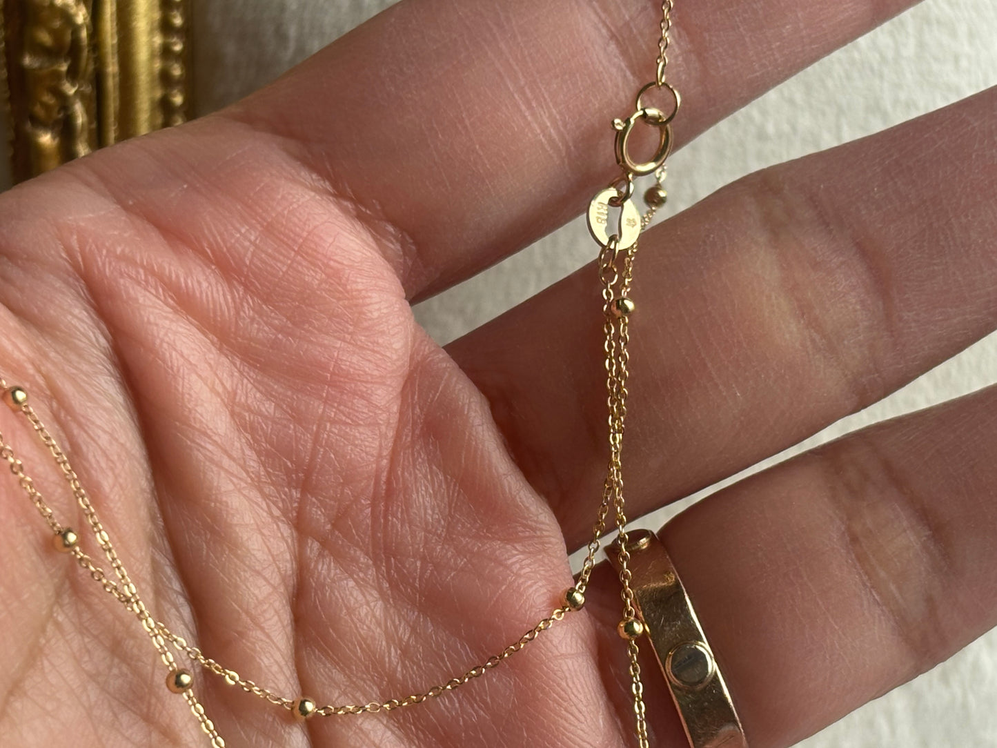 18K Real Gold Station Necklace