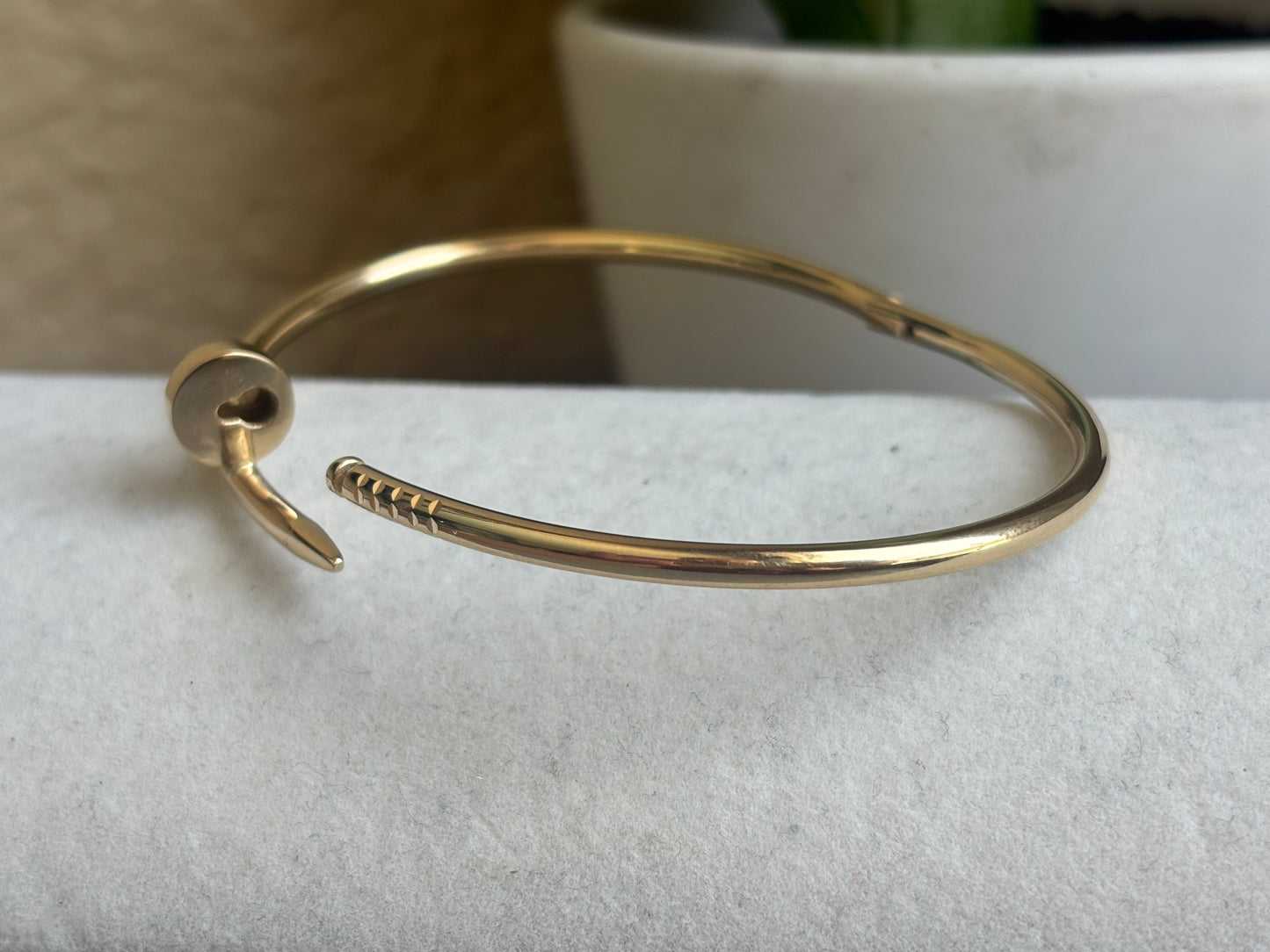 18K Real Gold Nail Bangle sz19