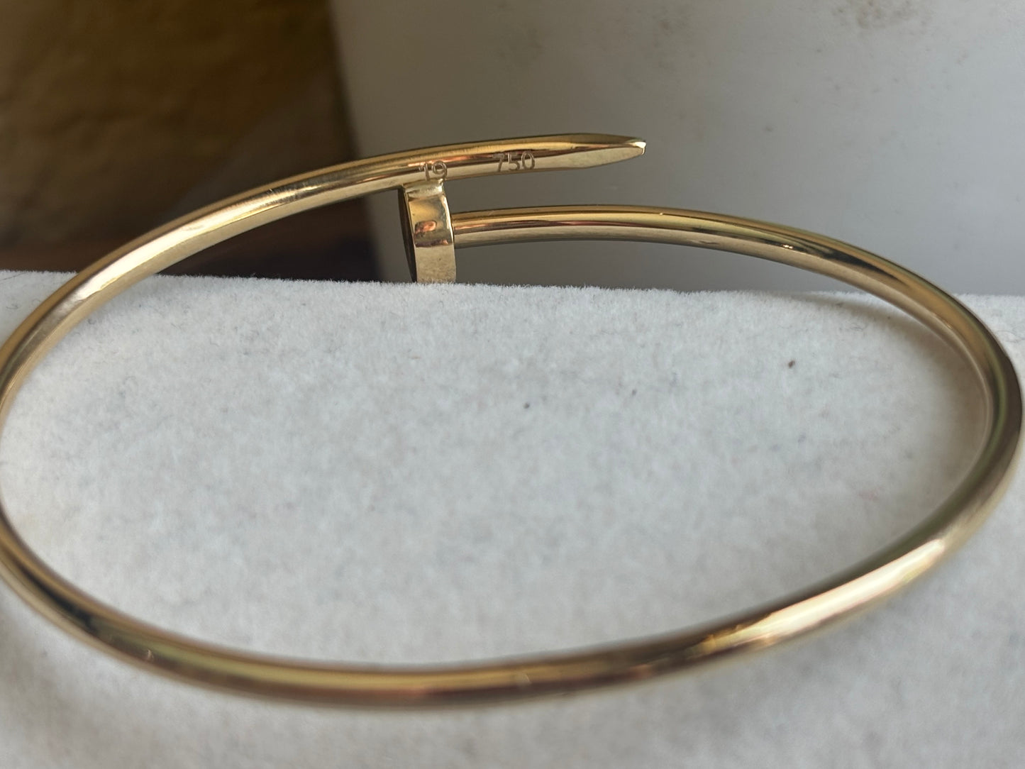18K Real Gold Nail Bangle sz19