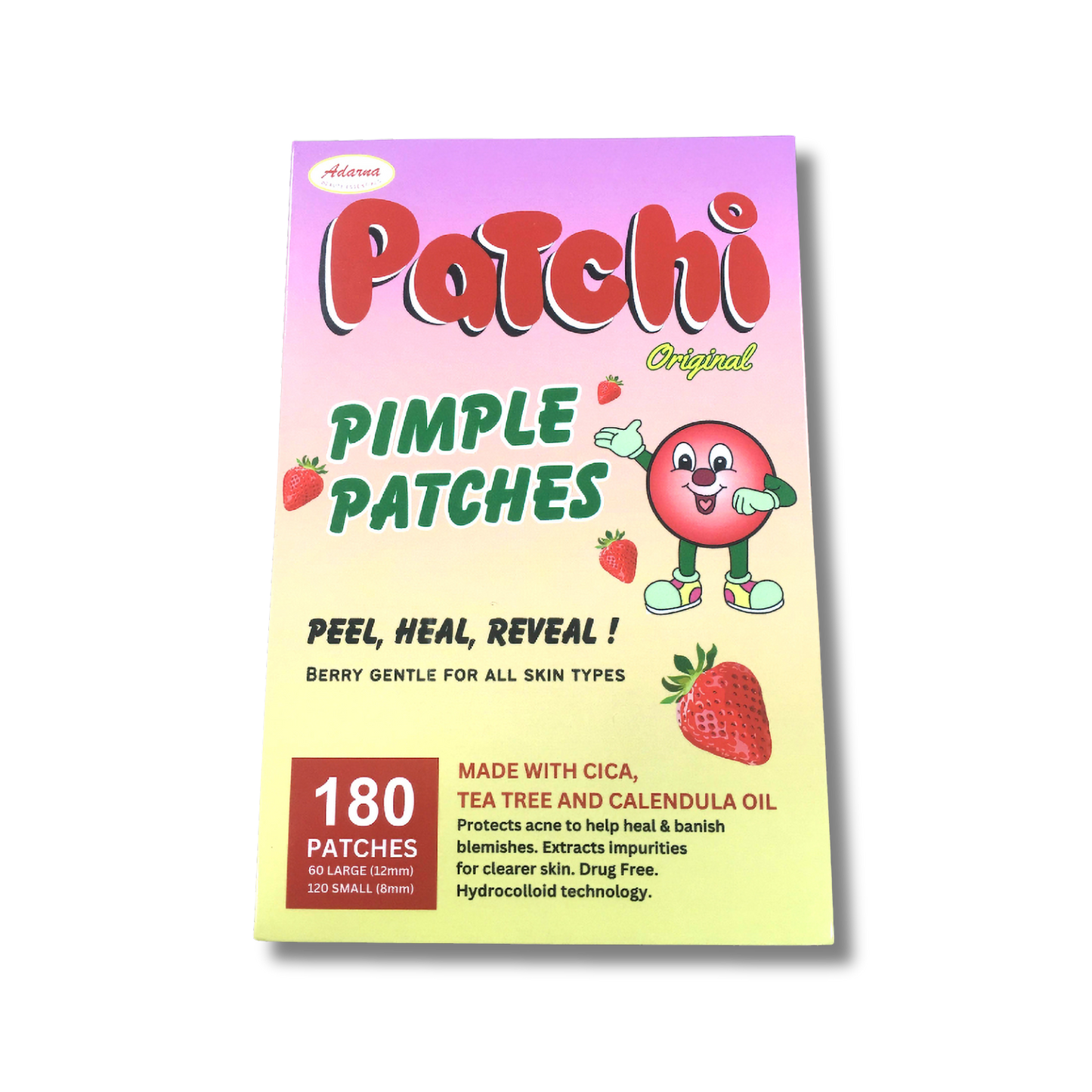 Patchi Acne Pimple Patch by Adarna Essentials (180 count) - Invisible Hydrocolloid Acne Patches with Tea Tree, Calendula, and Cica Essential Oils, Vegan and Cruelty Free, 2 Sizes