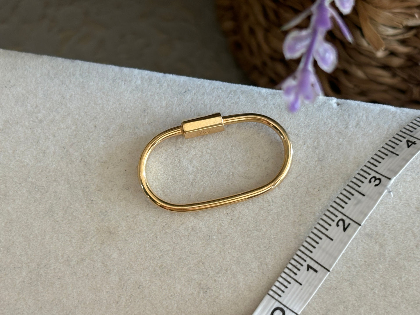 18K Real Gold Oval Carabiner