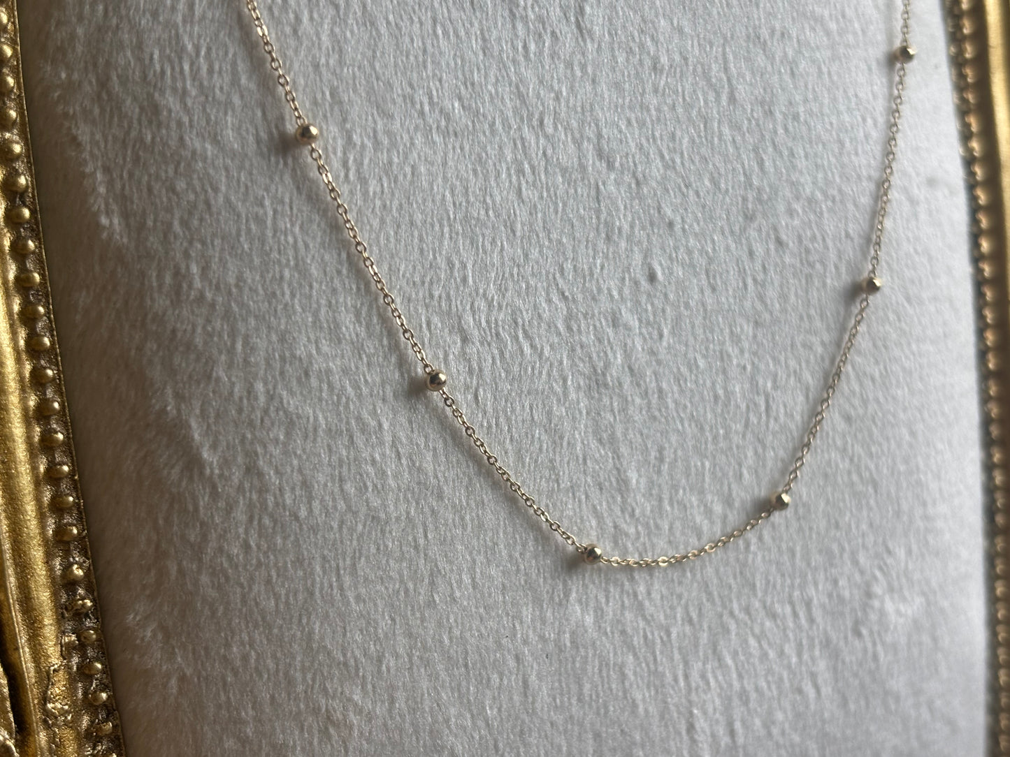 18K Real Gold Station Necklace