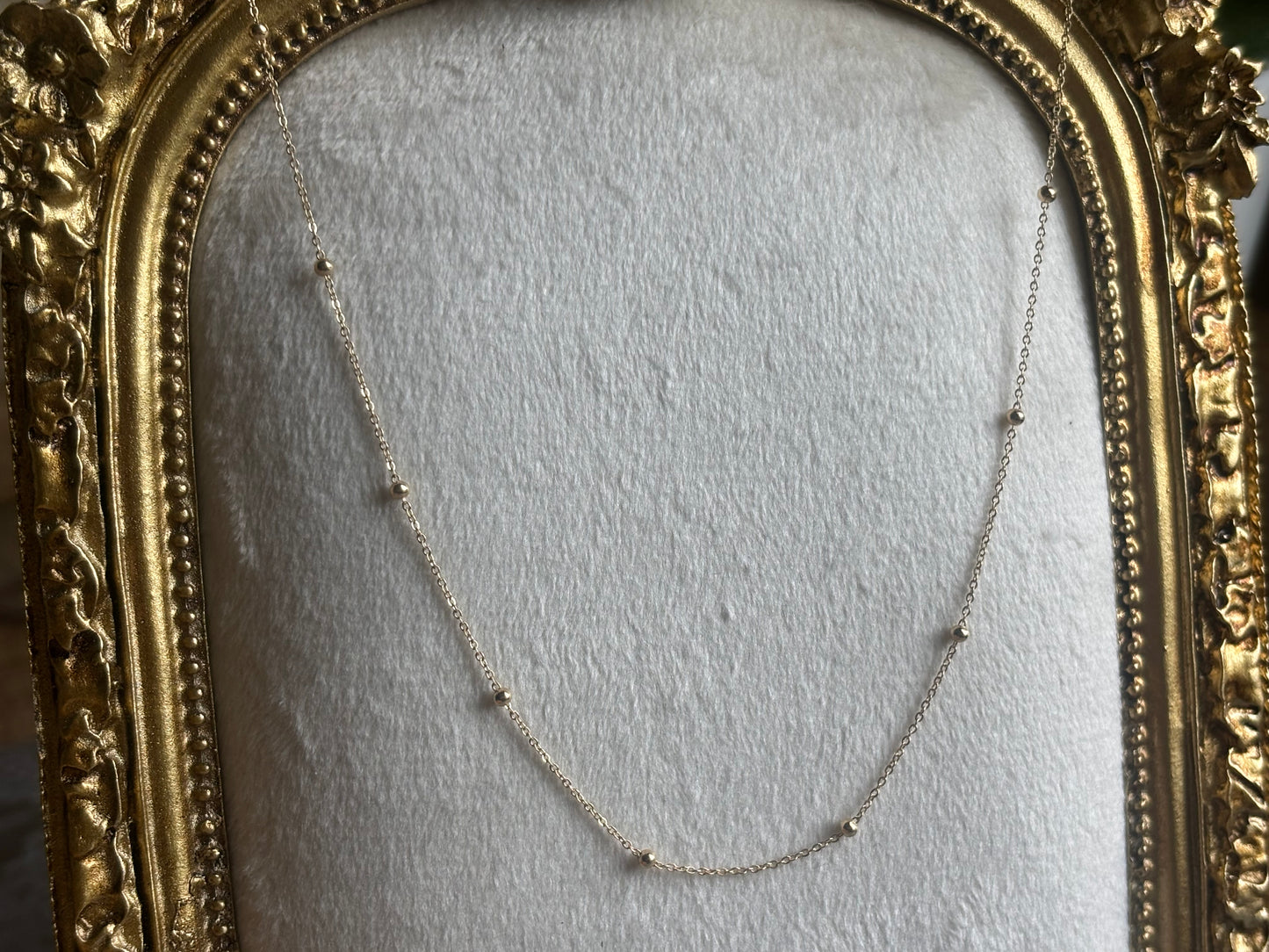 18K Real Gold Station Necklace