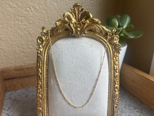 18K Real Gold Twisted Station Necklace