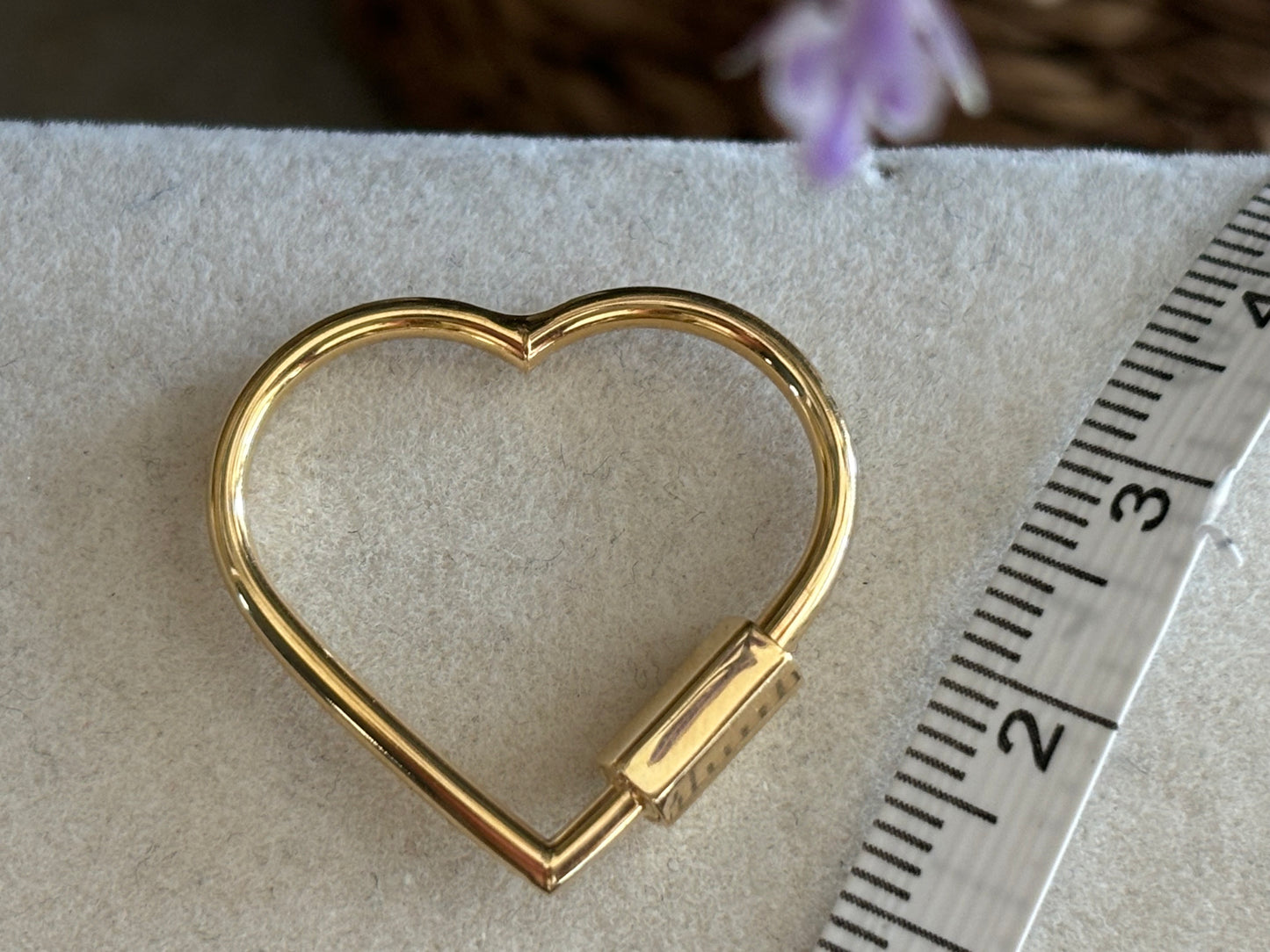 18K Real Gold Heart Carabiner