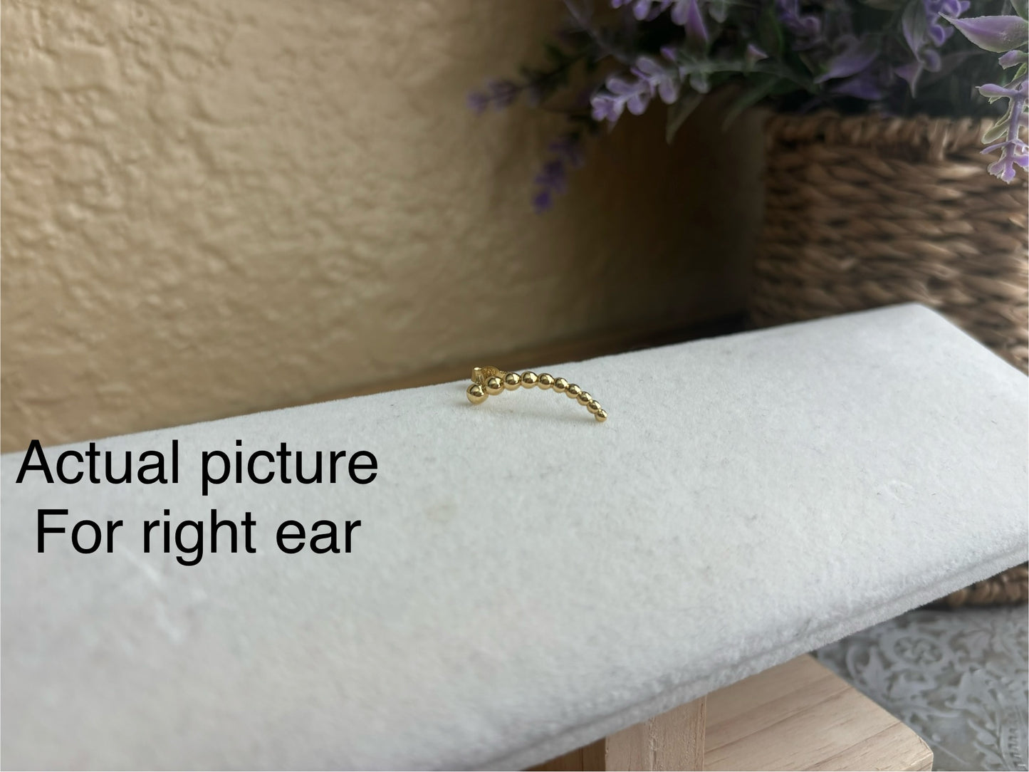 18K Real Gold Ear Climber Right