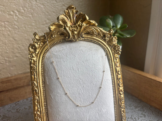 18K Real Gold Station Necklace