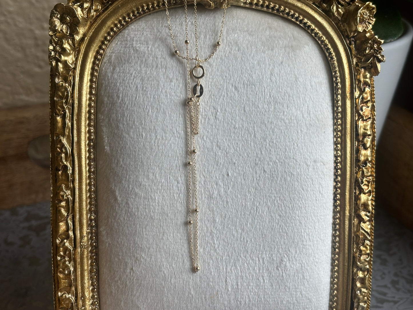 18K Real Gold Station Necklace