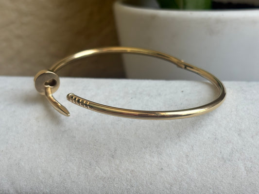 18K Real Gold Nail Bangle sz19